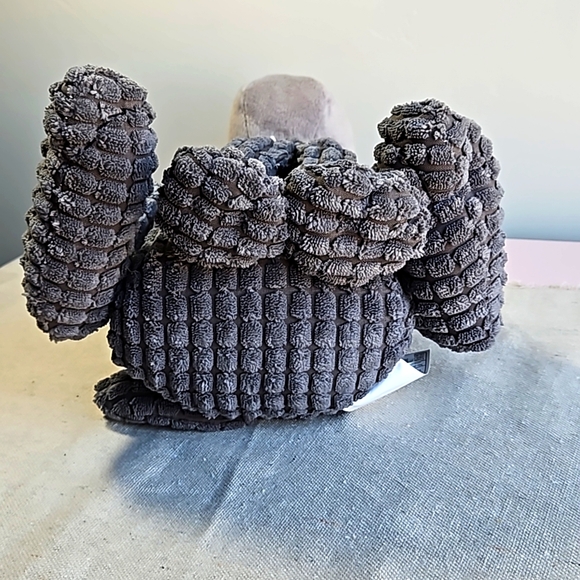 BEVERLY HILLS Teddy Bear Co. Plush Gray Toy Dog 12" Ribbed Doorstop Shelf Sitter - Picture 5 of 8